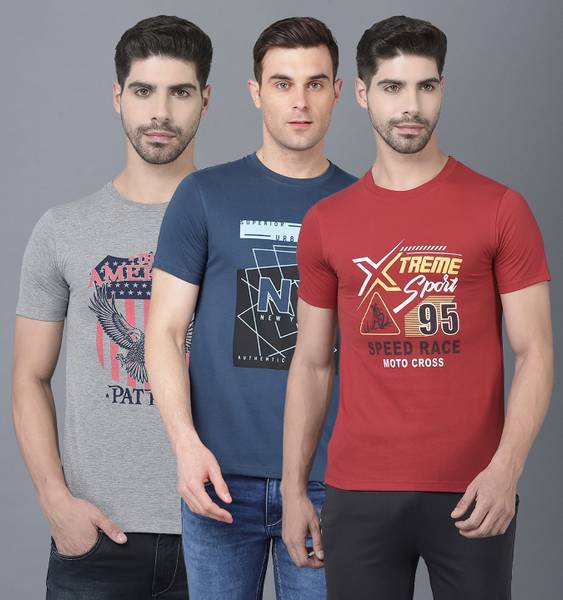 Dollar Printed Men Crew Neck Multicolor T-Shirt