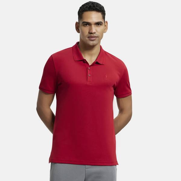 JOCKEY Solid Men Polo Neck Red T-Shirt