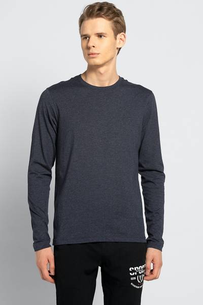 VAN HEUSEN Solid Men Crew Neck Blue T-Shirt