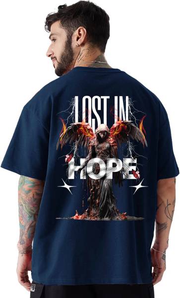 HADAR Printed Men Round Neck Navy Blue T-Shirt