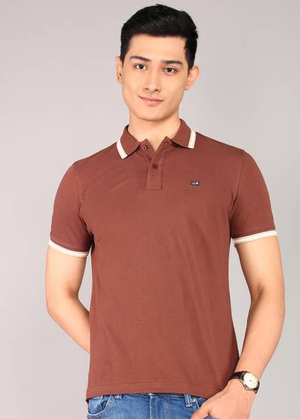 Arrow Sport Solid Men Polo Neck Brown T-Shirt