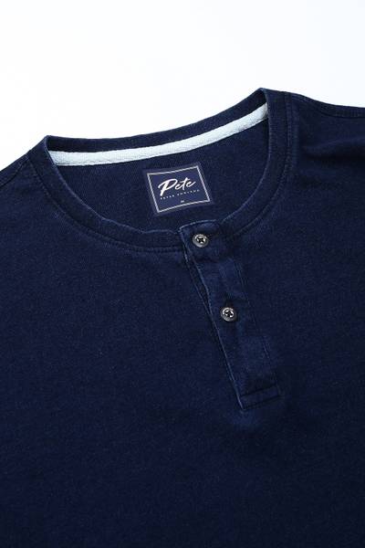 PETER ENGLAND Solid Men Round Neck Dark Blue T-Shirt