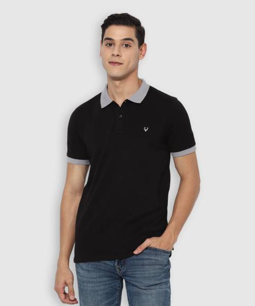 Allen Solly Solid Men Polo Neck Black T-Shirt