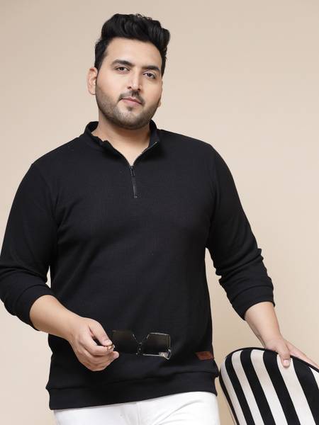 RIGO Solid Men Polo Neck Black T-Shirt