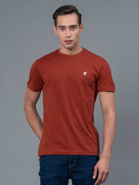 RED TAPE Solid Men Round Neck Maroon T-Shirt