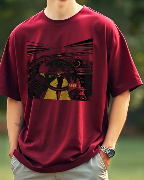 AUSK Printed Men Round Neck Maroon T-Shirt