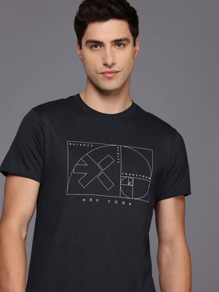 HRX by Hrithik Roshan Printed Men Round Neck Black T-Shirt