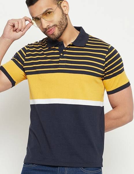 Austin Wood Striped Men Polo Neck Multicolor T-Shirt