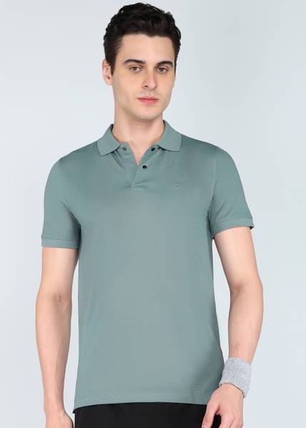 PETER ENGLAND Solid Men Polo Neck Grey T-Shirt