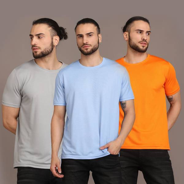 INKKR Solid Men Round Neck Multicolor T-Shirt