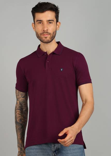 VAN HEUSEN SPORT Solid Men Polo Neck Maroon T-Shirt