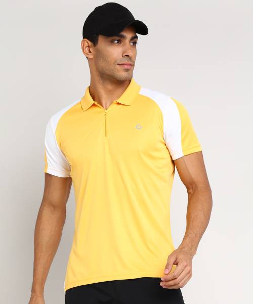 Tiger Shroff - PROWL Colorblock Men Polo Neck White, Yellow T-Shirt