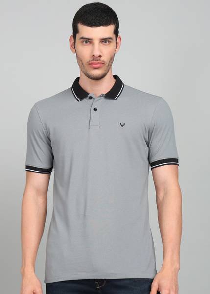 Allen Solly Solid Men Polo Neck Grey T-Shirt
