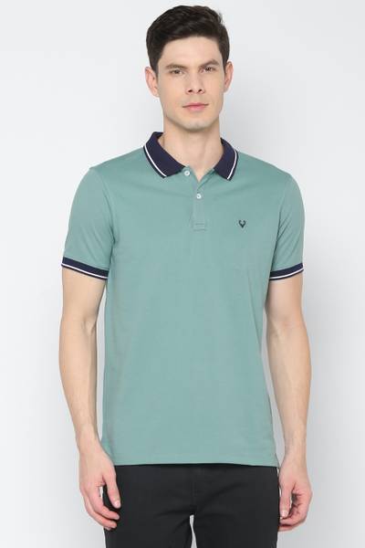 Allen Solly Solid Men Polo Neck Green T-Shirt