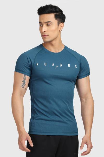 FuaarK Typography Men Round Neck Blue T-Shirt