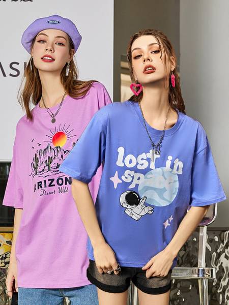 Christy World Printed Women Round Neck Multicolor T-Shirt
