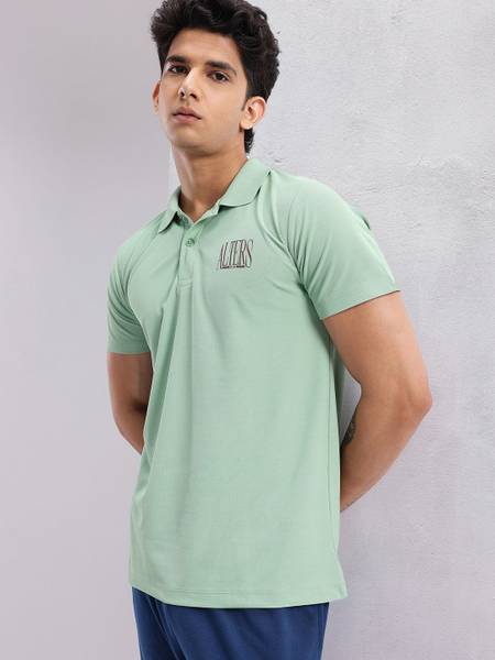 HRX by Hrithik Roshan Solid Men Polo Neck Green T-Shirt