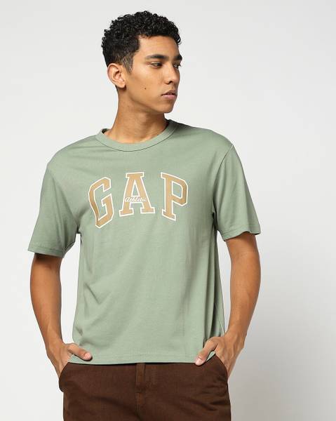 GAP Printed Men Crew Neck Dark Green T-Shirt