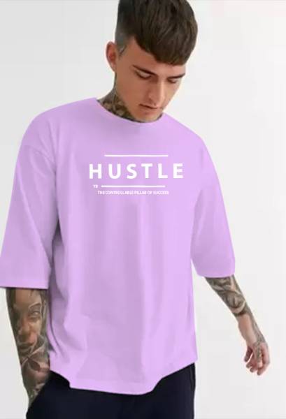 Yobdel Printed Men Round Neck Purple T-Shirt