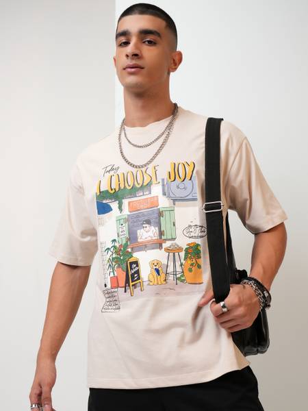 HIGHLANDER Printed Men Round Neck White T-Shirt
