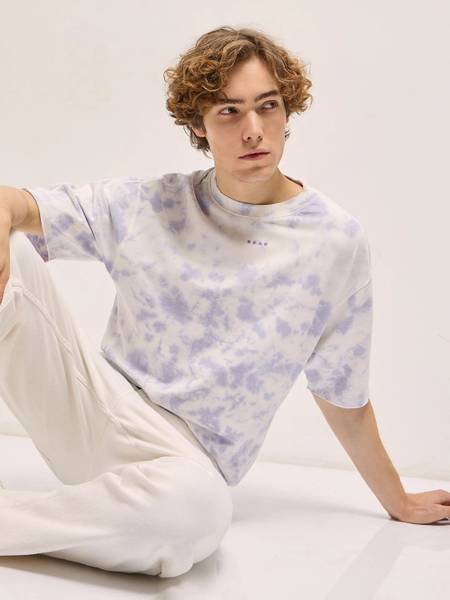 THE BEAR HOUSE Tie & Dye Men Round Neck Purple T-Shirt