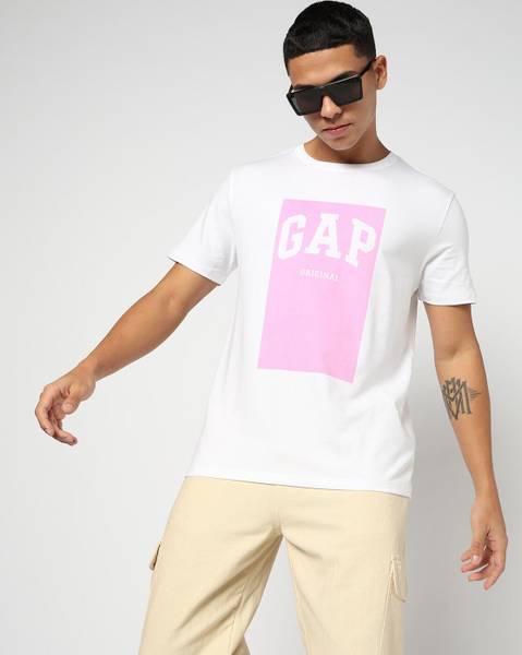 GAP Graphic Print Men Crew Neck White T-Shirt