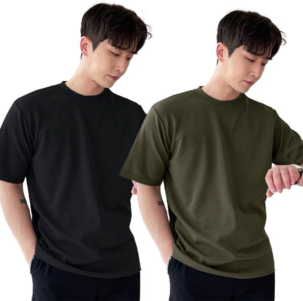 Madfrog Solid Men Round Neck Green, Black T-Shirt