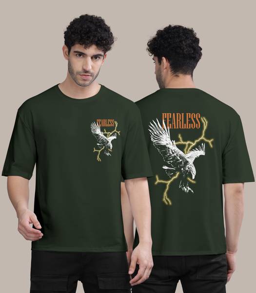 Bullmer Printed, Typography Men Round Neck Dark Green T-Shirt