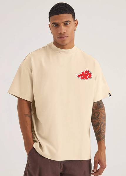 Pronk Printed Men Round Neck Beige T-Shirt