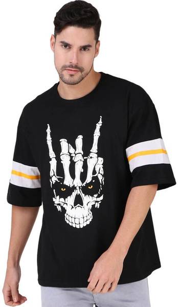London Hills Graphic Print Men Round Neck Black T-Shirt
