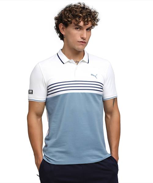 PUMA Colorblock Men Polo Neck Blue T-Shirt