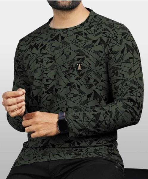 Printed Men Dark Green T-Shirt