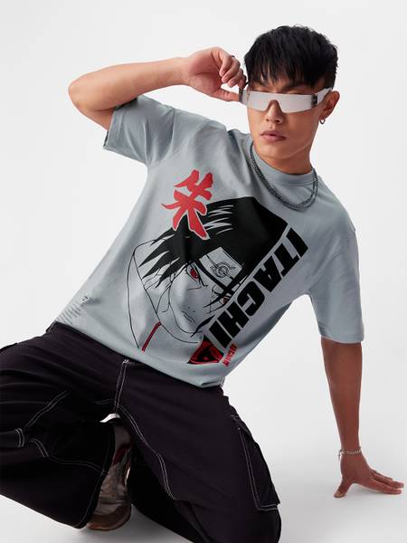 The Souled Store Printed, Typography Men Round Neck Grey T-Shirt