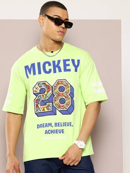 Kook N Keech Disney Printed Men Round Neck Green T-Shirt