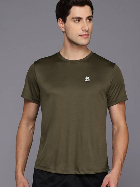 HRX by Hrithik Roshan Solid Men Round Neck Green T-Shirt