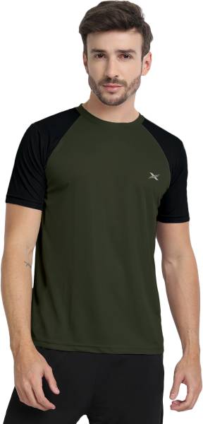 FTX Colorblock Men Round Neck Green T-Shirt