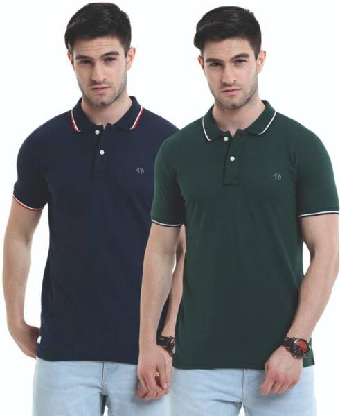 Triptee Solid Men Polo Neck Multicolor T-Shirt