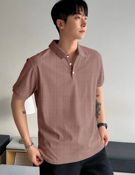 Force Printed Men Polo Neck Brown T-Shirt