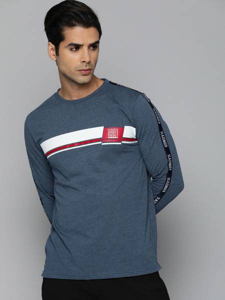 SLAZENGER Solid Men Round Neck Blue T-Shirt