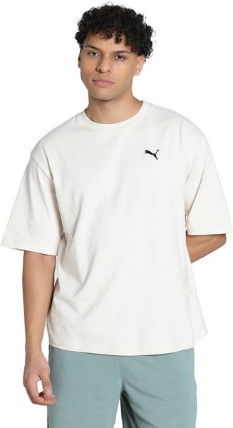 PUMA Solid Men Crew Neck White T-Shirt