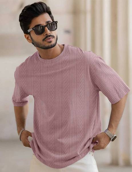 Force Solid Men Round Neck Pink T-Shirt