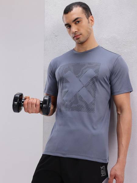 HRX by Hrithik Roshan Printed Men Round Neck Grey T-Shirt