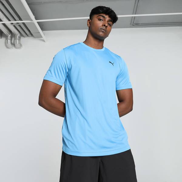PUMA Solid Men Crew Neck Blue T-Shirt