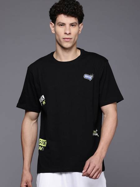 HRX by Hrithik Roshan Printed Men Round Neck Black T-Shirt