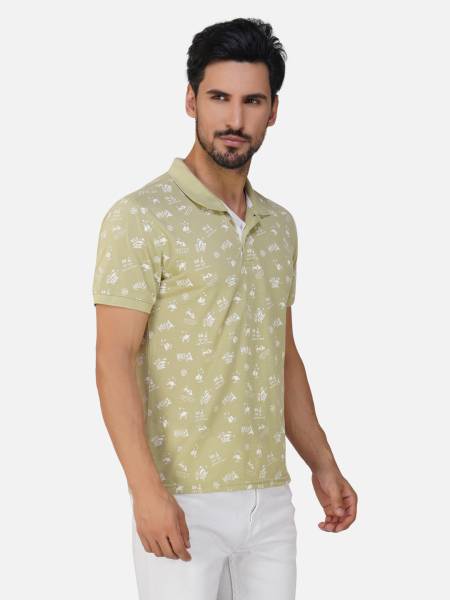 METRONAUT Printed Men Polo Neck Light Green T-Shirt