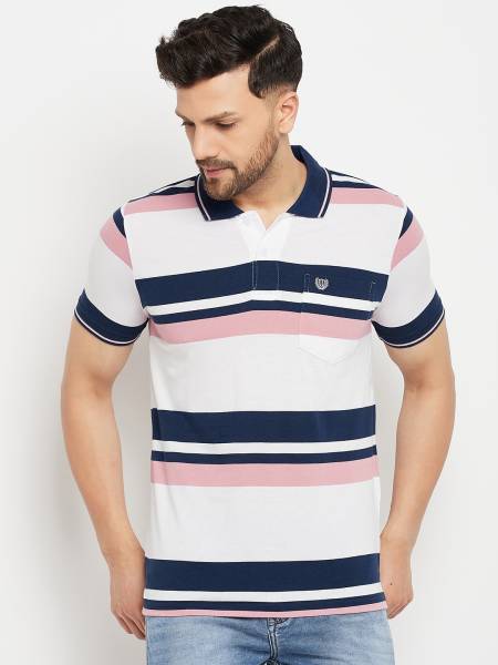 DUKE Striped Men Polo Neck Multicolor T-Shirt