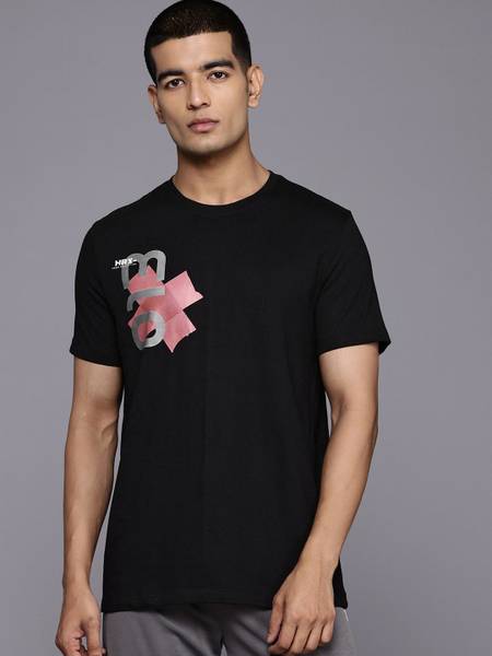 HRX by Hrithik Roshan Printed Men Round Neck Black T-Shirt