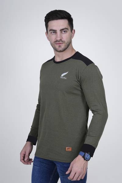 John Peters Solid Men Round Neck Green T-Shirt