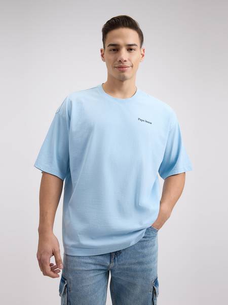 Pepe Jeans Graphic Print Men Round Neck Blue T-Shirt