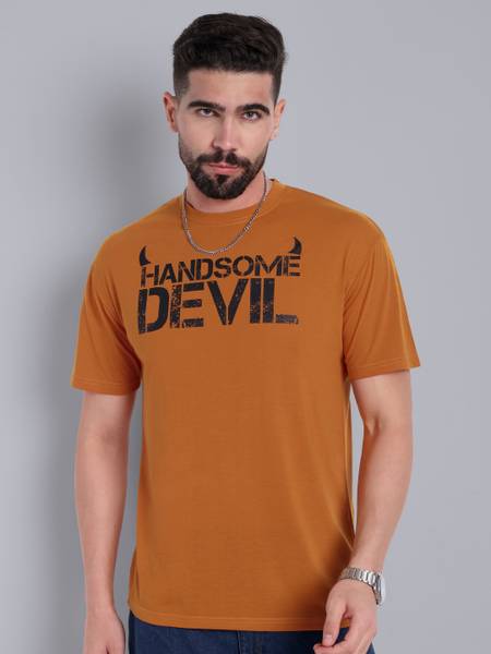 Go Devil Printed Men Round Neck Yellow T-Shirt